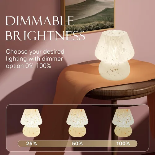 Vista 3 de Dawnwake Lámpara de mesa con forma de hongo para dormitorio, pequeña lámpara de noche de escritorio para sala de estar, decoración de hongos, lindas