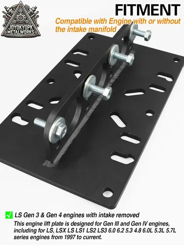 Vista 2 de LS Placa elevadora de motor SBC BBC compatible con Ford 2,4 barriles de diámetro extendido Carb placa de elevación universal del motor, negro