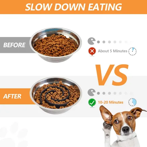 Vista 3 de Inserto de Cuenco de Alimentación Lenta para Perros, Cuenco de Comida de Silicona Suave Animire para Perros de Tamaño Pequeño, Mediano y Grande
