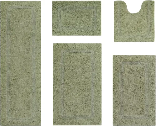 Vista 478 de Better Trends - Juego de 2 alfombras de baño 100% algodón, extra suaves, con borlas, de 17" x 24", alfombra de baño superabsorbente y reversible