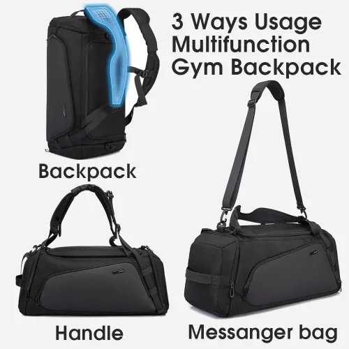 Vista 6 de BANGE Mochila deportiva de gimnasio para hombre y mujer Negro L Mochila