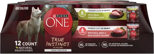Vista 23 de Purina ONE Alimento húmedo para perros con alto contenido de proteínas True Instinct Cortes tiernos en salsa de comida para perros con carne de res