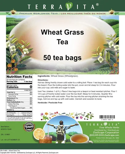 Vista 2 de Té de hierba de trigo (50 bolsitas de té, ZIN: 514681)