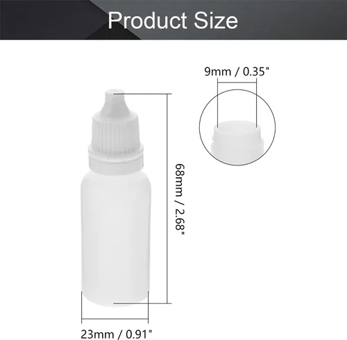 Vista 2 de Othmro Botellas cuentagotas de plástico de ojo de laboratorio de polietileno de 0.5 onzas, 20 piezas, gotero líquido exprimible de 0.0 fl oz, boca
