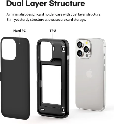 Vista 3 de GOOSPERY Parachoques magnético para puerta compatible con iPhone 13 Pro, tarjetero tipo cartera, cierre automático, protección de doble capa Negro
