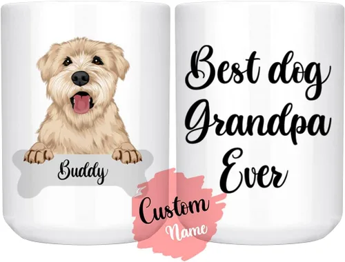 Vista 3 de Taza personalizada de Wheaten Terrier con diseño de perro mamá y papá, taza de Wheatie Dog para hombres y mujeres, taza de regalo de dueño de perro