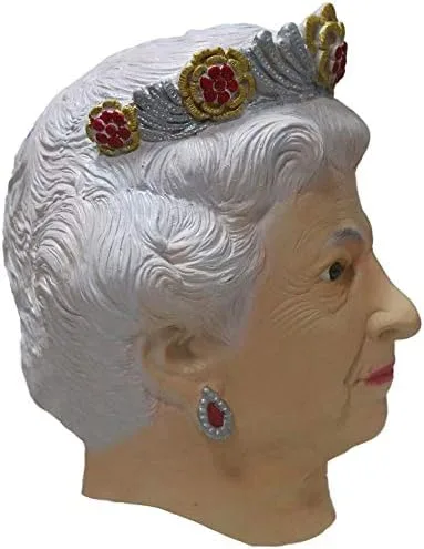 Vista 4 de HENGYUTOYMASK Máscara realista de látex para disfraz de la reina Isabel de Inglaterra