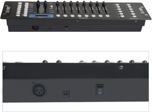 Vista 5 de Controlador DMX para luces dj Dmx512 Controladores de luz Placa DMX de 192 canales con cables 2m / 6.6 ft/6.6 pies Dmx-512 Consola de iluminación