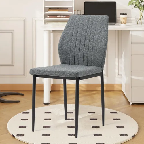 Vista 12 de Juego de 4 Sillas de Comedor, Sillas de Comedor de Madera Tapizadas, Sillas de Cocina de Tela Moderna de Mediados de Siglo con Patas de Metal, Tela