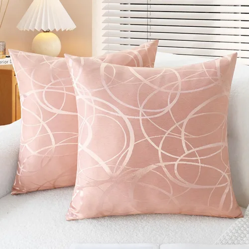 Vista 12 de CaliTime Fundas de Almohadas Decorativas Paquete de 2 Modernas Brillantes y Opacas Contraste Círculos Anillos de Acento Geométrico Fundas de Cojines