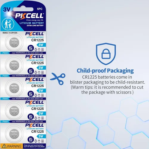 Vista 6 de PKCELL CR1225 batería de litio de 3 V, modelo CR 1225, pilas de botón para termómetro, vida útil de 5 años (5 unidades) Compatible con termómetro