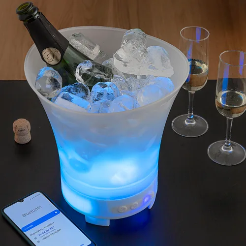 Vista 4 de Cubitera LED con Altavoz Recargable Sonice InnovaGoods