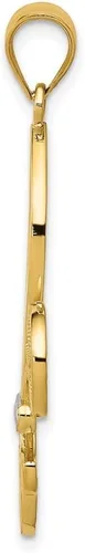 Vista 2 de Diamond2Deal Colgante de flor de Lis de Filigrana chapada en oro amarillo de 14 k y rodio, joyería fina para mujer (L- 1.575 in W- 0.984 in)