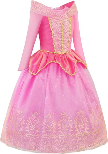 Vista 3 de knemmy Princess Dress Up Costume Aorura Dress for Girls Halloween Cosplay Christmas Birthday Party Dress Pink