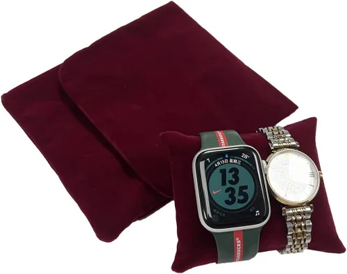 Vista 9 de UnionPlus - Estuche de terciopelo para joyería de viaje, bolsa enrollable para collares, pulseras, gran organizador de joyas para viajes, multi Beige