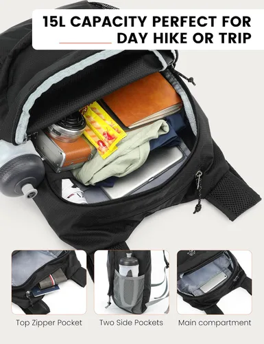 Vista 2 de SKYSPER Mochila de senderismo pequeña y ligera de 15L para mujeres y hombres, mochila de viaje plegable, mochila de campamento plegable, mini bolsa