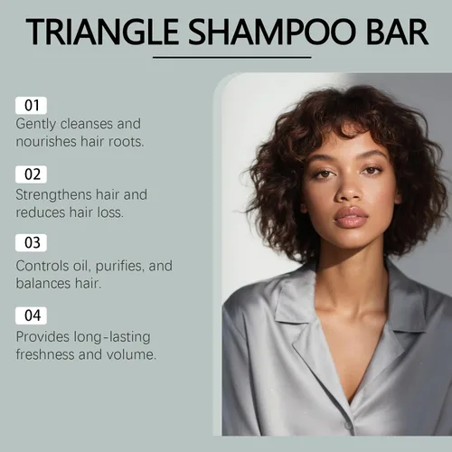Vista 4 de Barra de champú triangular nutritiva a base de hierbas para cabello dañado – Crecimiento del cabello, reparación, control de aceite, limpieza