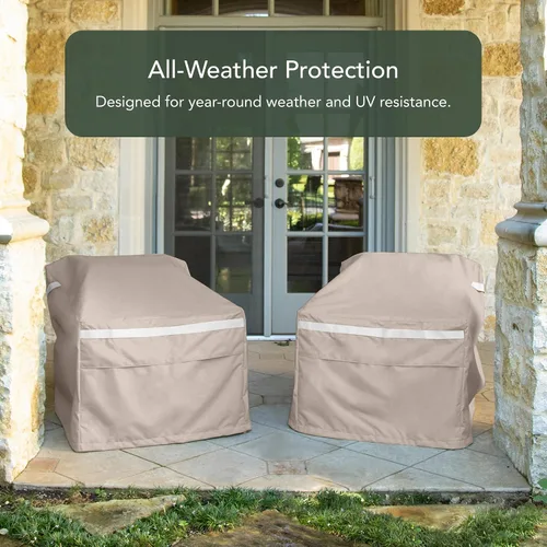 Vista 3 de Covermates Prestige - Funda para silla de exterior, 900D resistente al agua, protección para muebles de patio con dobladillo con cordón, correas