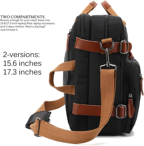 Vista 3 de CoolBELL Mochila convertible tipo mensajero, bolsa de hombro, funda para laptop, bolso de mano, maletín de negocios, mochila de viaje