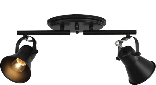 Vista 13 de KEESFU Iluminación de pista mini industrial para techo, luces de punto negras para interiores con cabezal de luz ajustable multidireccional, foco