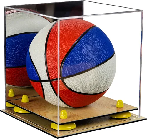 Vista 22 de Better Display Cases Mini acrílico - Miniatura (no tamaño completo) Baloncesto vitrina con elevadores negros y espejo (A015-BR)