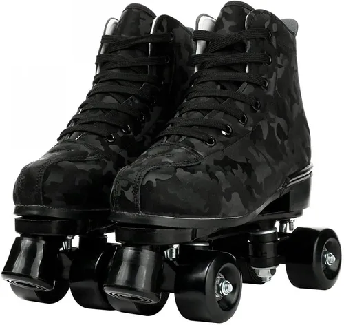 Vista 7 de jessie Patines de ruedas para exteriores para mujeres y adultos, con ruedas iluminadas, patines quad negros para hombres, jóvenes, niños y niñas