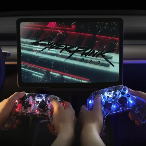 Vista 3 de TPARTS Wireless Game Controller for Tesla Model 3YSX, Multi-Device Crystal Clear Controller with 7-Colors LED Mode for SwitchSTEAM DeckPCTesla (1 pc)