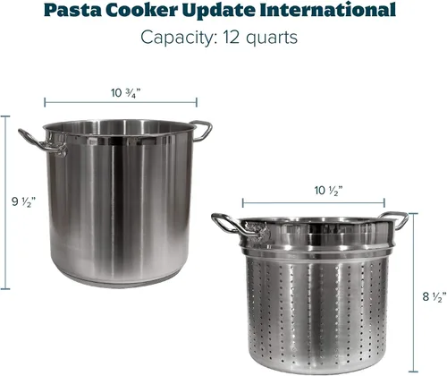 Vista 4 de Update International (SPSA-12) 12 ollas para pasta de acero inoxidable de inducción con tapa y colador