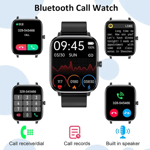 Vista 2 de PJYUBVOR Reloj inteligente, reloj inteligente para hombre, contestar/hacer llamadas, pantalla táctil de 1.83 pulgadas, monitor de actividad física
