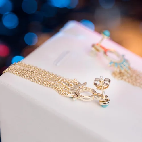 Vista 6 de TEBIHOYO Aretes tipo dormilona de plata de ley 925 chapados en oro de 14 quilates para mujeres y niñas, hipoalergénicos, sin níquel, cadena bohemia