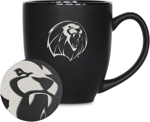 Vista 201 de Rico Industries - Taza de cerámica mate negra con grabado láser estándar de 15oz para NCAA (escuelas T & U) - Para bebidas calientes o frías