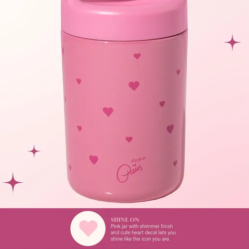 Vista 5 de Paris Hilton Tarro de alimentos de acero inoxidable, recipiente de almacenamiento de alimentos aislado al vacío de doble pared con tapa de asa
