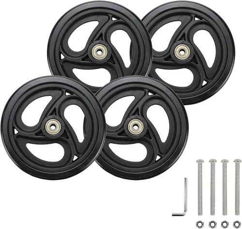 Vista 8 de Wealrit Black Solid Walker Wheels Reemplazo – Ruedas rodantes de 6 pulgadas (paquete de 2)