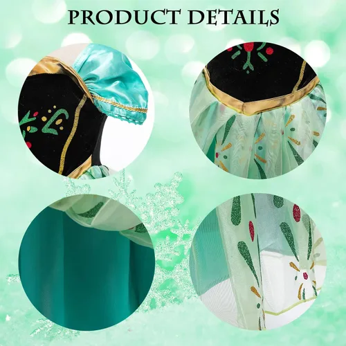 Vista 3 de Vestido de princesa Anna para niñas, disfraz de Anna para Navidad, fiesta de cumpleaños, disfraz de princesa de Elsa con accesorios