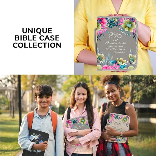 Vista 43 de DEHITE Funda para la Biblia para mujer, fundas de tela prémium para la Biblia para niñas, bolsa de transporte para mujer, ranuras para bolígrafos