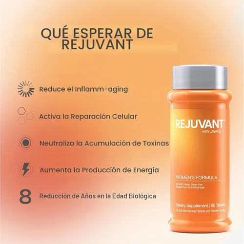 Vista 6 de Rejuvant AKG Longevity Supplement 1000 mg Ultra 98% puro (calcio alfa-cetoglutarato), nueva fórmula, tabletas recubiertas, fórmula patentada