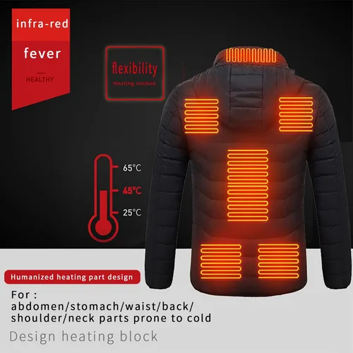 Vista 5 de Gamivast Chaquetas térmicas para hombres y mujeres, chaleco térmico con capucha USB, chaqueta de trabajo de invierno, abrigo de caza cálido y frío