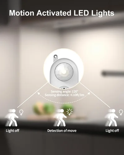 Vista 4 de ASOKO Iluminación LED regulable con sensor de movimiento, 14.5 pulgadas, enchufe USB para debajo del escritorio, con 3 cambios