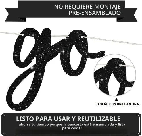 Vista 2 de BEISHIDA Pancarta Black Go Shawty It's Your Birthday de 11.4 pies, SIN BRICOLAJE - Pancarta de Feliz Cumpleaños con Purpurina Tema Hip Hop - Negro