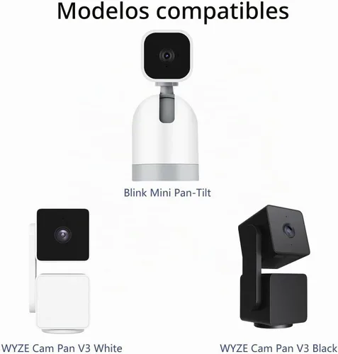 Vista 5 de Soporte de pared ajustable compatible con WYZE Cam Pan V3/V4/V2 1 soporte de pared negro