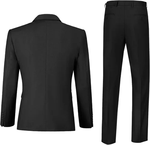 Vista 5 de Trajes de hombre de 3 piezas de corte delgado, esmoquin de boda, padrino de boda, fiesta de graduación, casual, chaqueta de negocios, chaleco