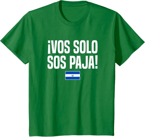 Vista 48 de Camiseta Vos Solo Sos Paja Salvadoran Slang Bandera de El Salvador, Negro