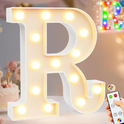 Vista 40 de Pooqla Letras con luces LED de marquesina, letras decorativas iluminadas en blanco cálido y blanco frío, letras del alfabeto iluminadas para niños