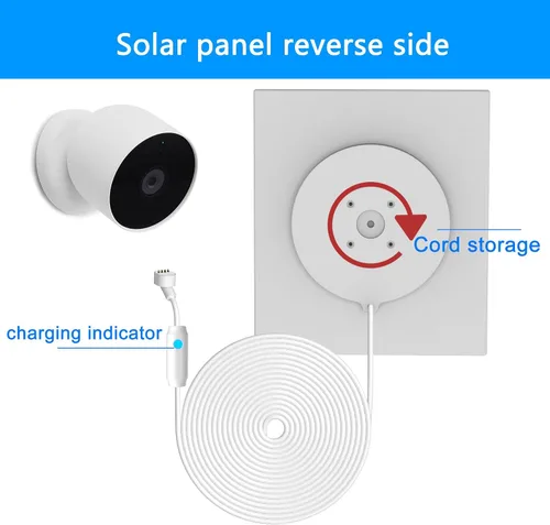 Vista 4 de Paquete de 1, panel solar actualizado de 6 W con luz de respiración de alerta de carga, compatible con cámara Google Nest para exteriores e