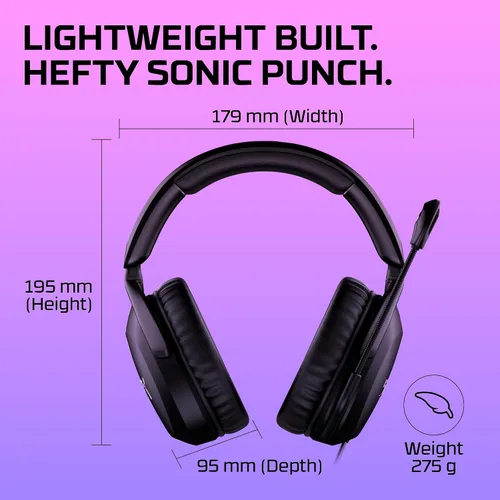 Vista 9 de HyperX Cloud Stinger 2 - Auriculares para juegos, auriculares DTS X Spatial Audio, auriculares ligeros sobre la oreja con micrófono, función