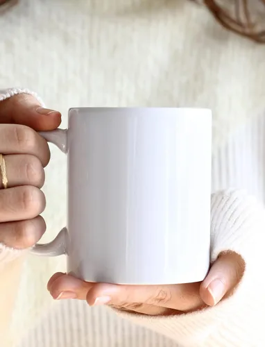 Vista 4 de BLUE RIBBON Taza de café en blanco de sublimación blanca hecha de cerámica, (11 onzas), viene con caja de regalo y soportes de espuma, paquete de 2