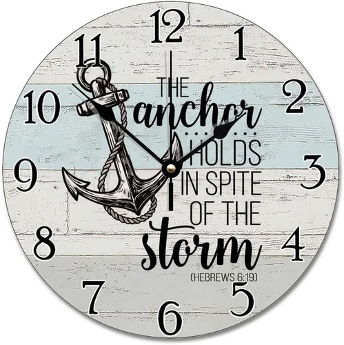 Vista 13 de Reloj de pared con versículo bíblico, con cita religiosa, reloj de madera, texto inspirador cristiano, reloj de madera rústico personalizado