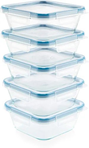 Vista 5 de Snapware Total Solutions - Juego de recipientes de vidrio para almacenamiento de alimentos (paquete de 5, 4 tazas), tapas herméticas y a prueba