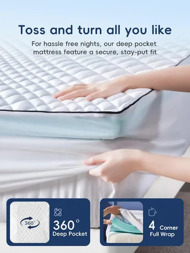 Vista 7 de Cubrecolchón de espuma viscoelástica tamaño individual, doble capa de espuma viscoelástica de gel y almohada superior para alivio de presión