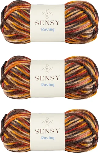 Vista 68 de Sensy Roving - Ovillo de lana multicolor, 3.5 onzas, 132 yardas, calibre 5, voluminoso (otoño)